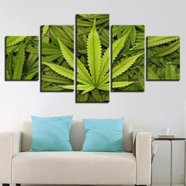 Green Leaves Marijuana Pot Canibus Nature Canvas Wall Art