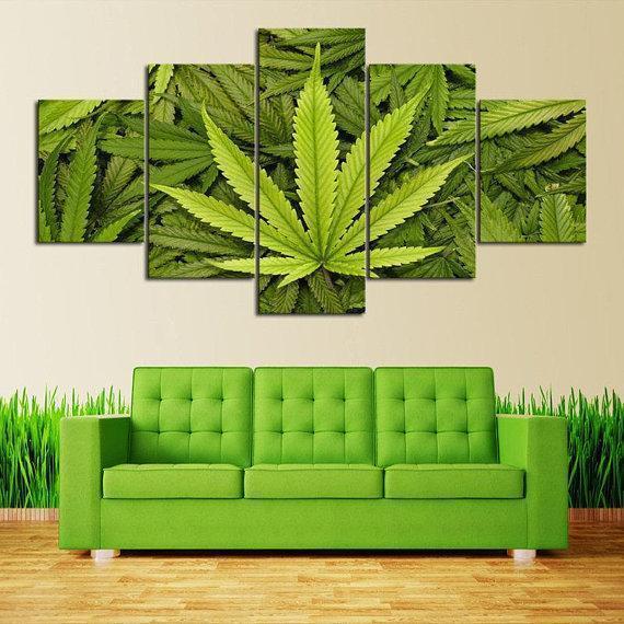 Green Pile Cannabis Nature Canvas Wall Art