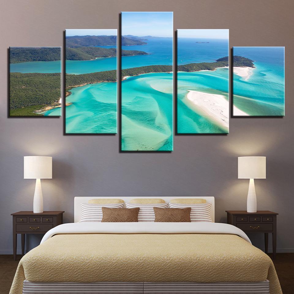 Green Sea Waves Beach Island Nature Canvas Wall Art