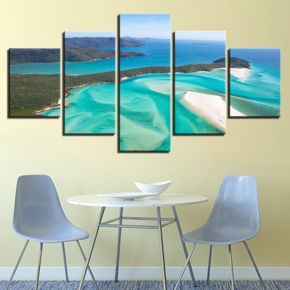 Green Sea Waves Beach Island Nature Canvas Wall Art