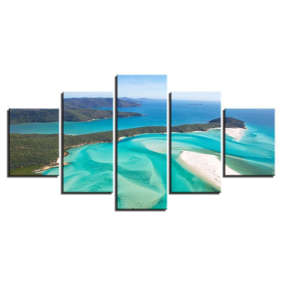 Green Sea Waves Beach Island Nature Canvas Wall Art