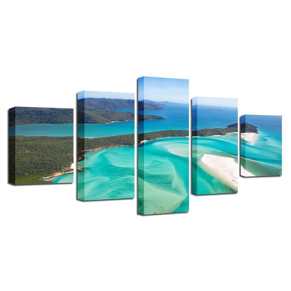 Green Sea Waves Beach Island Nature Canvas Wall Art
