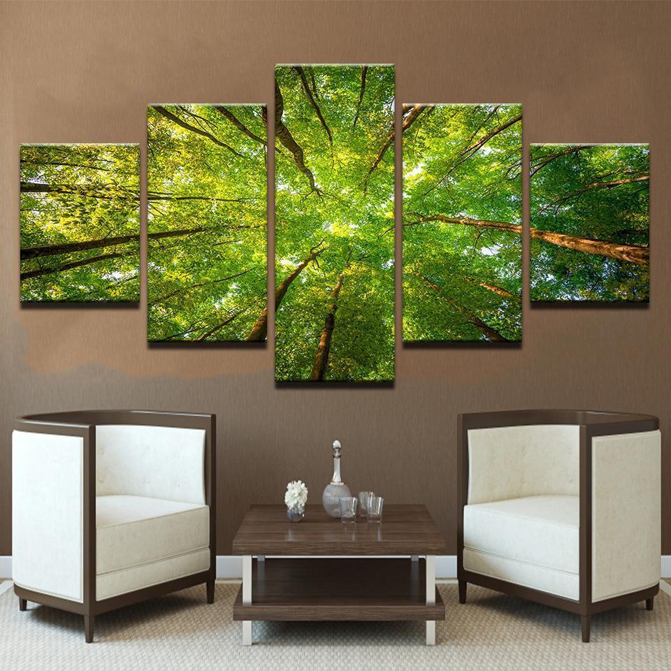 Green Sunshine Woods Forest Nature Canvas Wall Art