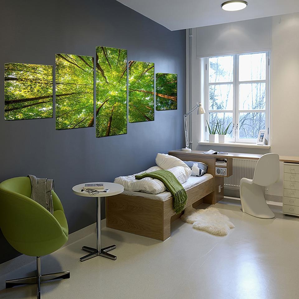 Green Sunshine Woods Forest Nature Canvas Wall Art