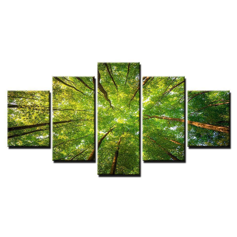 Green Sunshine Woods Forest Nature Canvas Wall Art