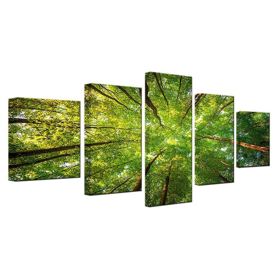 Green Sunshine Woods Forest Nature Canvas Wall Art