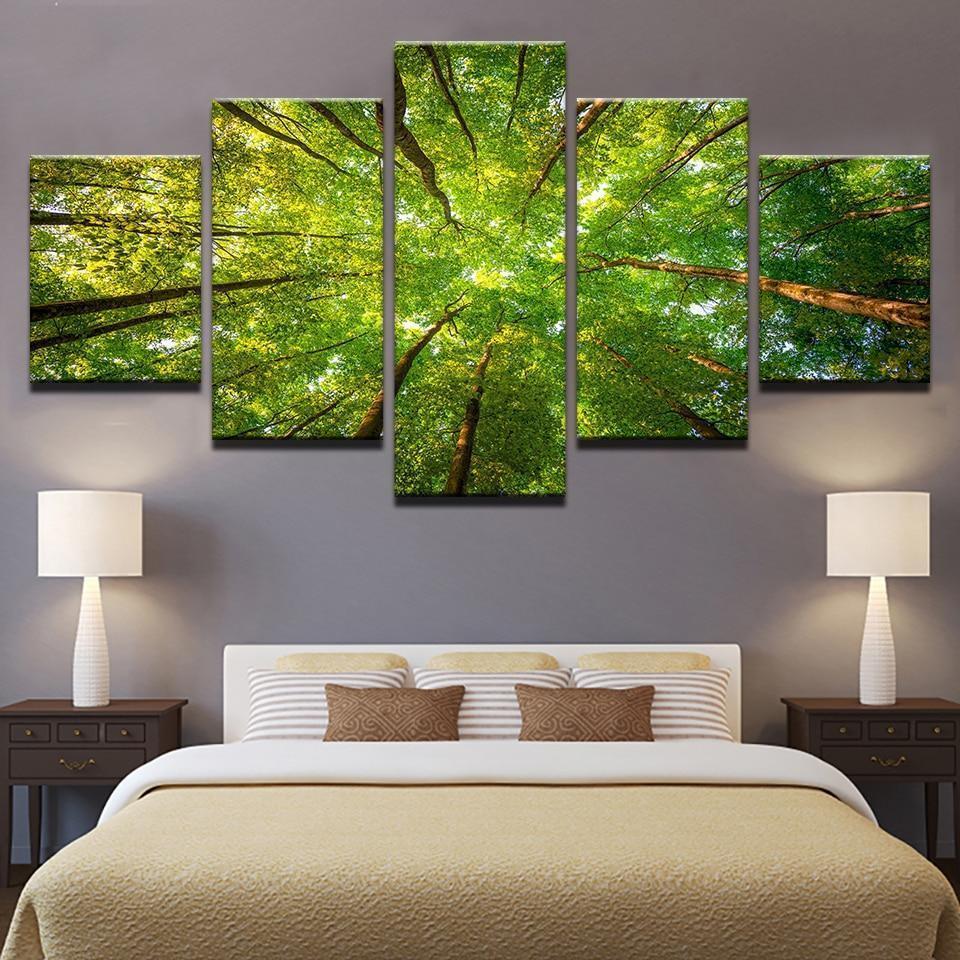 Green Sunshine Woods Forest Nature Canvas Wall Art