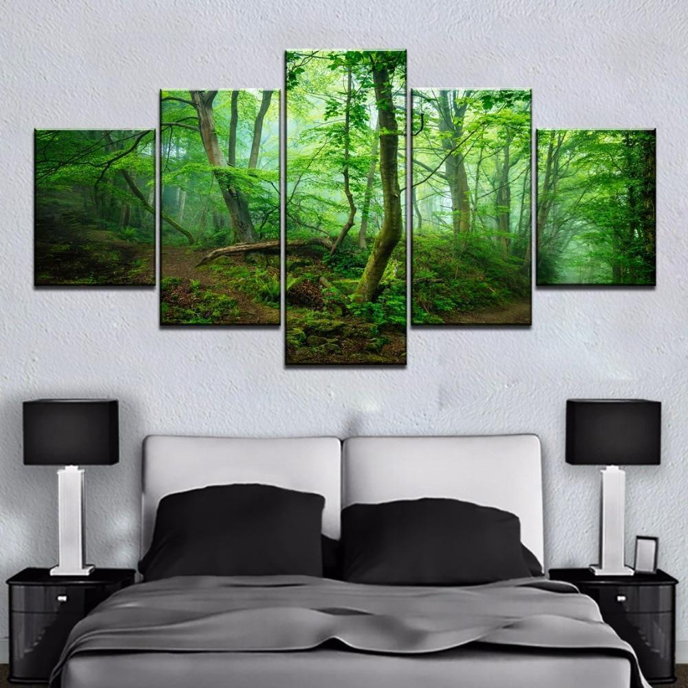 Green Tree Forest Nature Canvas Wall Art
