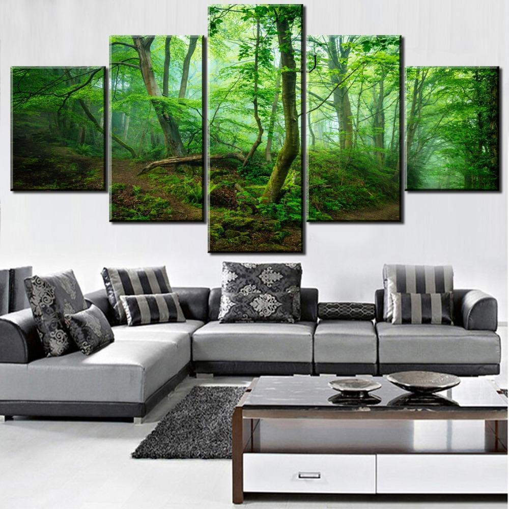 Green Tree Forest Nature Canvas Wall Art