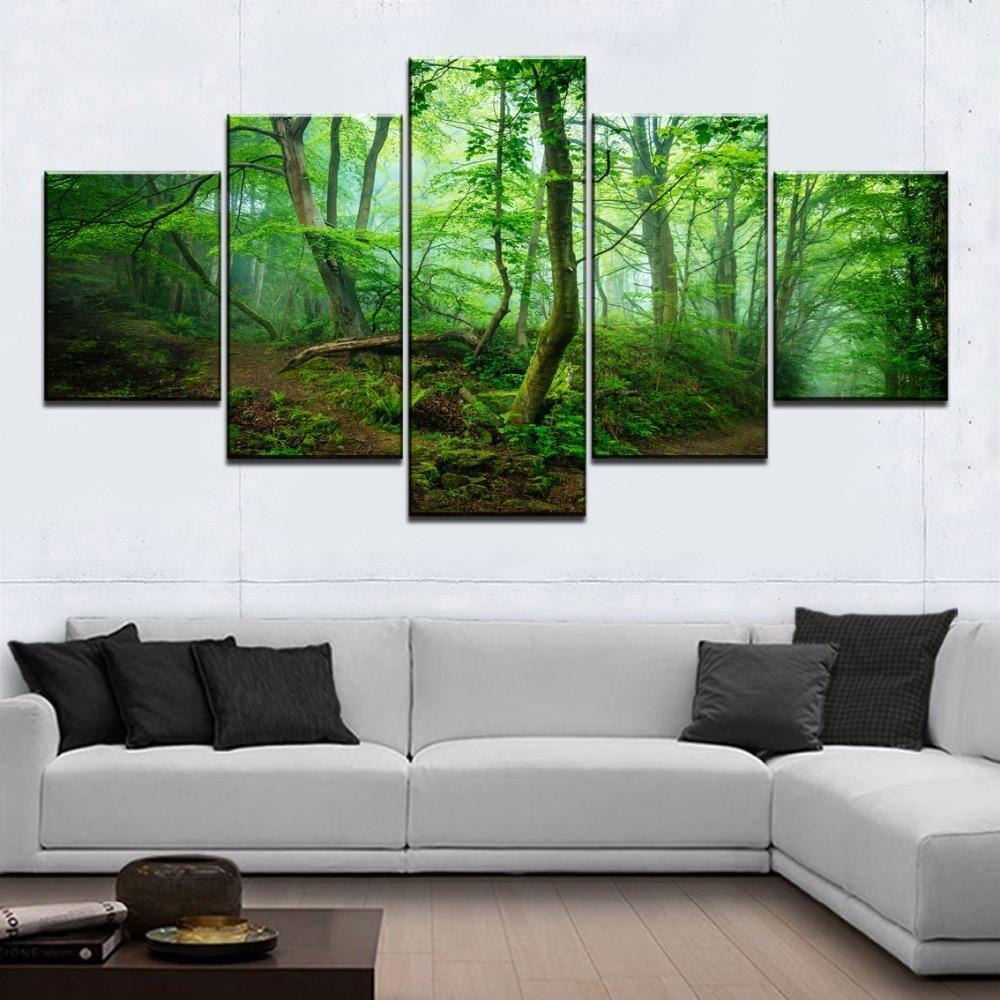 Green Tree Forest Nature Canvas Wall Art