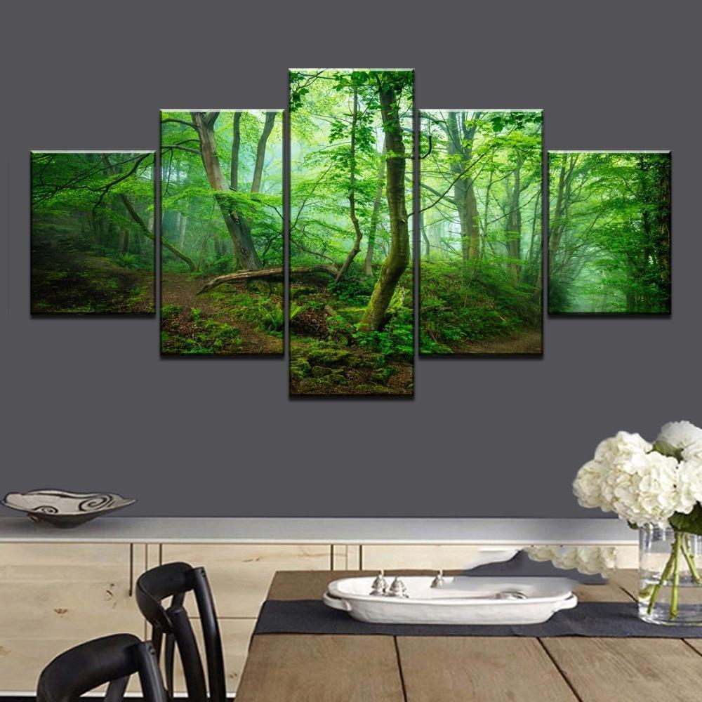 Green Tree Forest Nature Canvas Wall Art