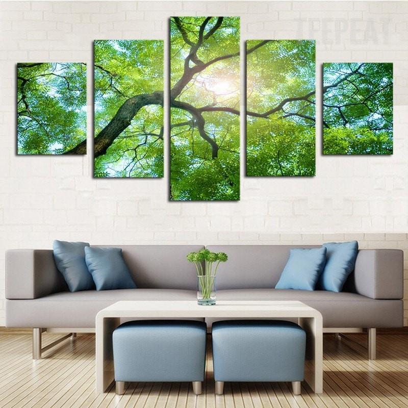 Green Tree Under The Sun Nature Canvas Wall Art