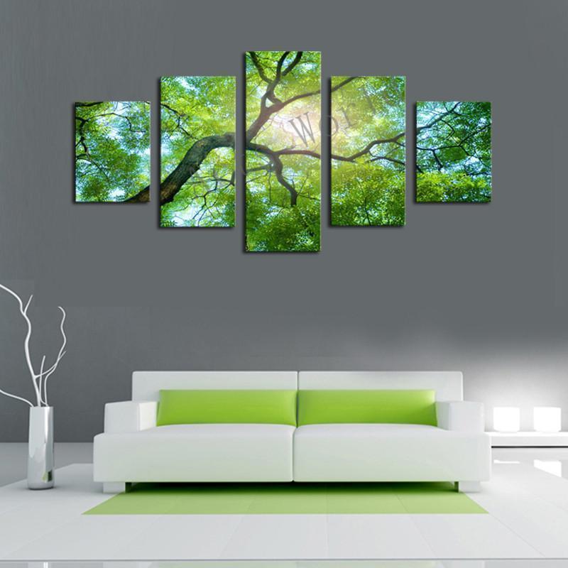 Green Tree Under The Sun Nature Canvas Wall Art