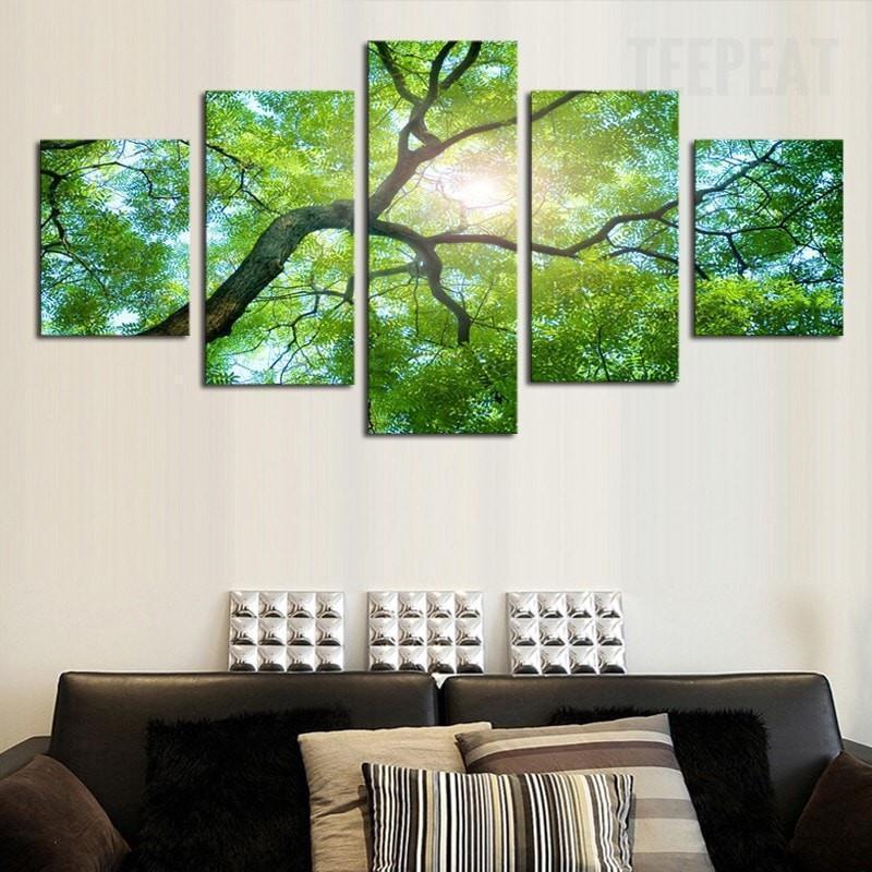 Green Tree Under The Sun Nature Canvas Wall Art
