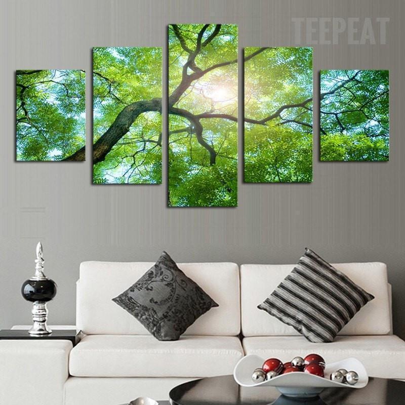 Green Tree Under The Sun Nature Canvas Wall Art