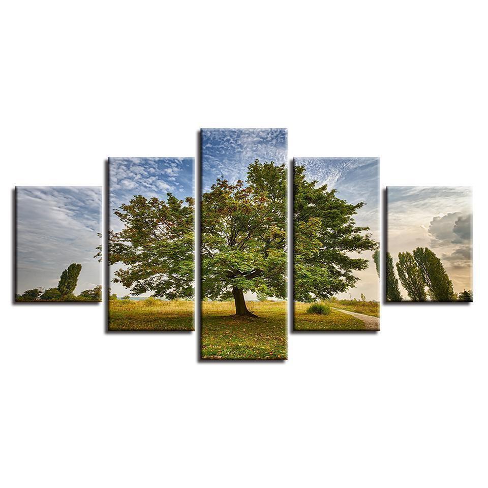 Green Trees And Blue Sky White Cloud Scenery Nature Canvas Wall Art