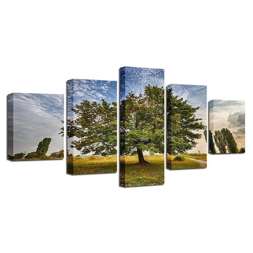 Green Trees And Blue Sky White Cloud Scenery Nature Canvas Wall Art