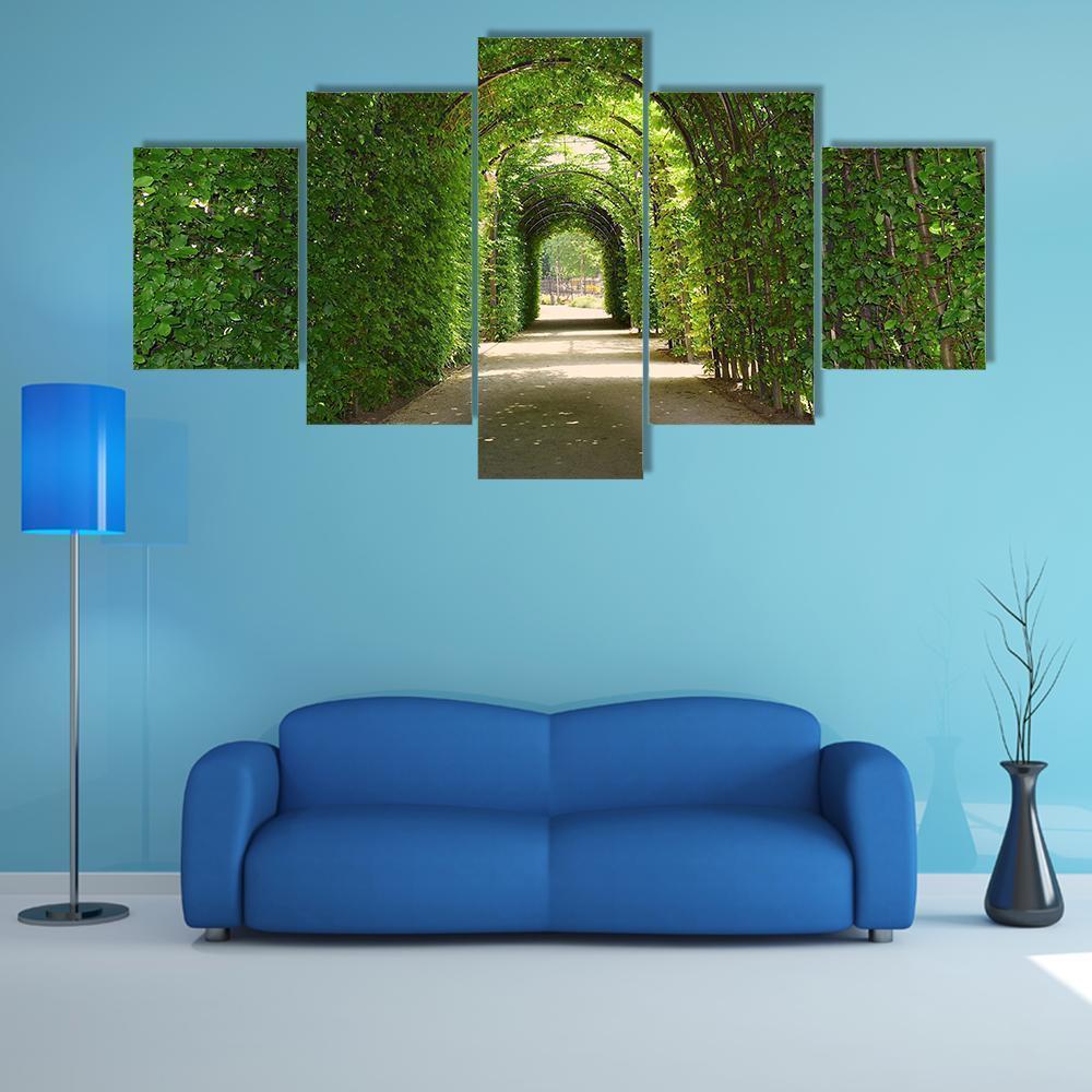 Green Tunnel Of Trees In Netherlands Nature Canvas Wall Art