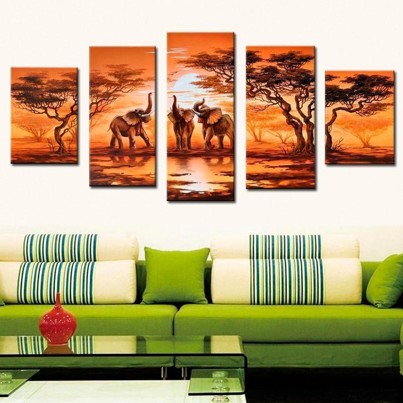 Group Of Elephant Anime Canvas Wall Art