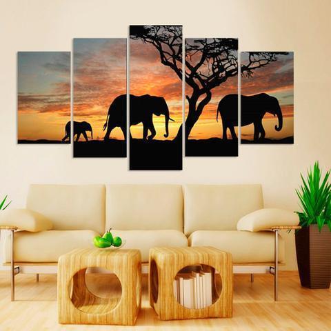 Group Of Elephants In Africa Elephant Animal Canvas Wall Art