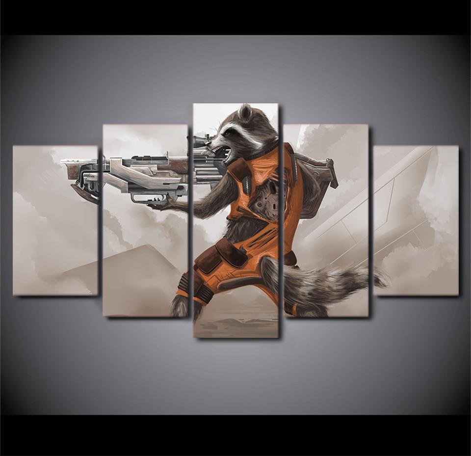 Guardians Of The Galaxy Rocket  Movie Canvas Wall Art