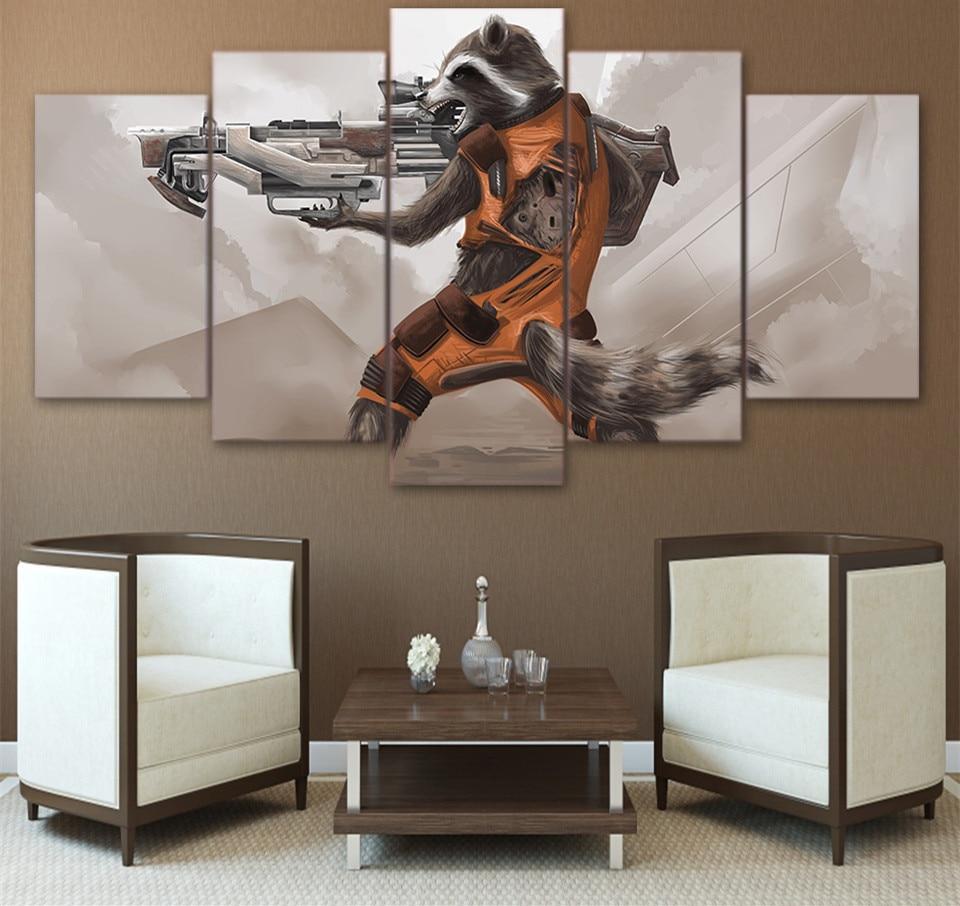 Guardians Of The Galaxy Rocket  Movie Canvas Wall Art