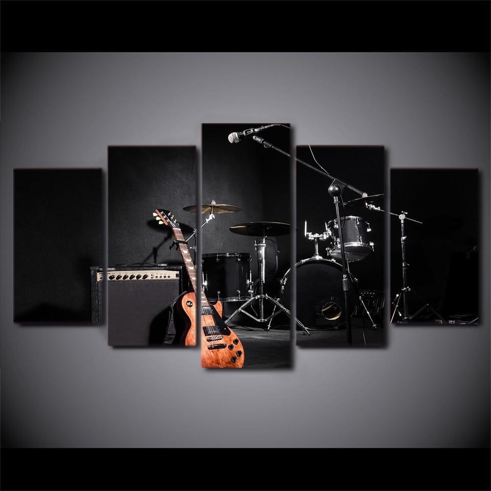 Guitar Drum Instruments Music Canvas Wall Art