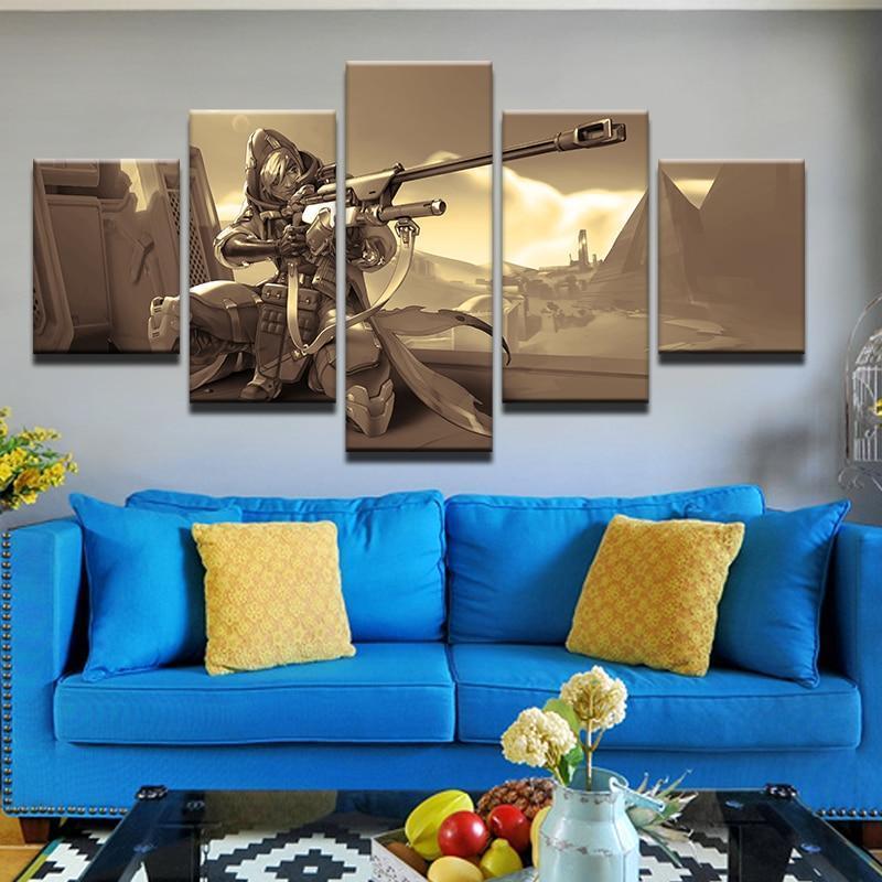 Gun Overwatch Game Army Canvas Wall Art