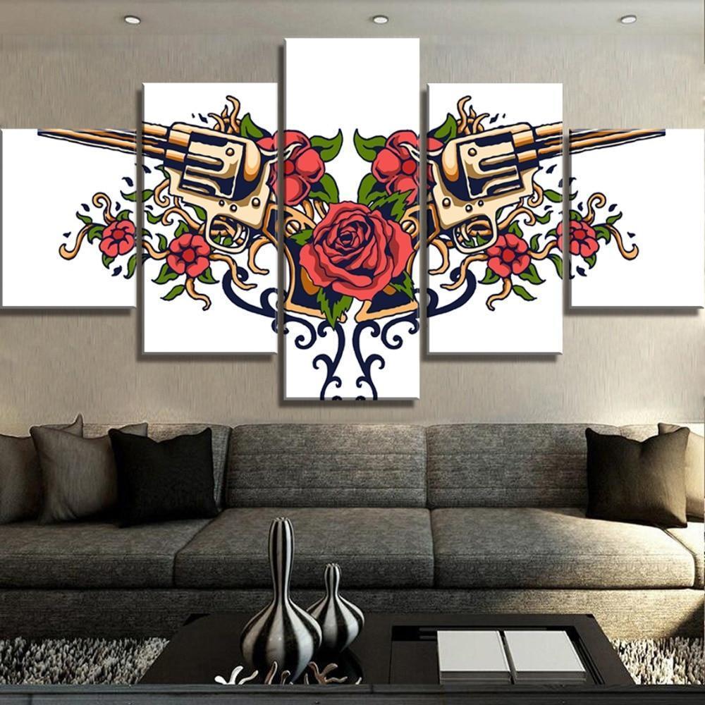Guns And Roses Army Canvas Wall Art