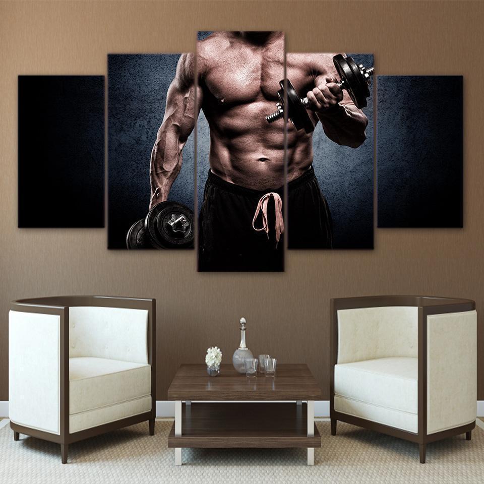 Gym Body Building Workout &amp;amp; Fitness Canvas Wall Art