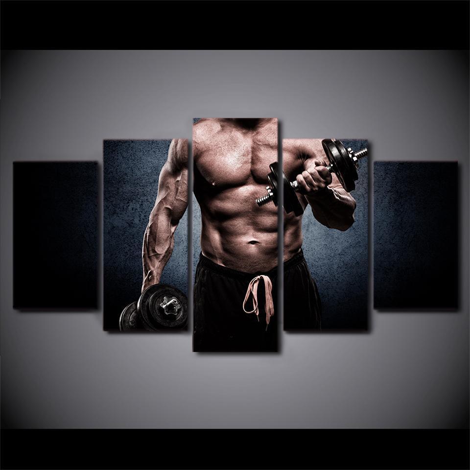Gym Body Building Workout &amp;amp; Fitness Canvas Wall Art