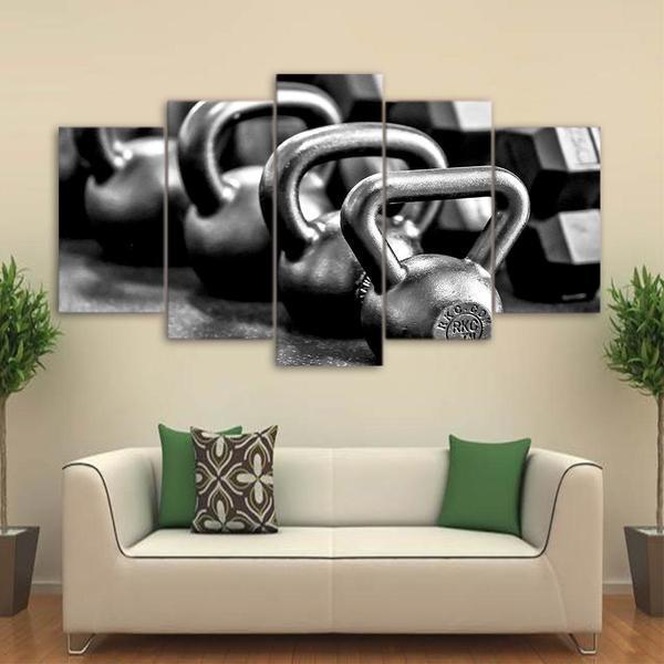 Gym Dumbells Workout &amp;amp; Fitness Canvas Wall Art