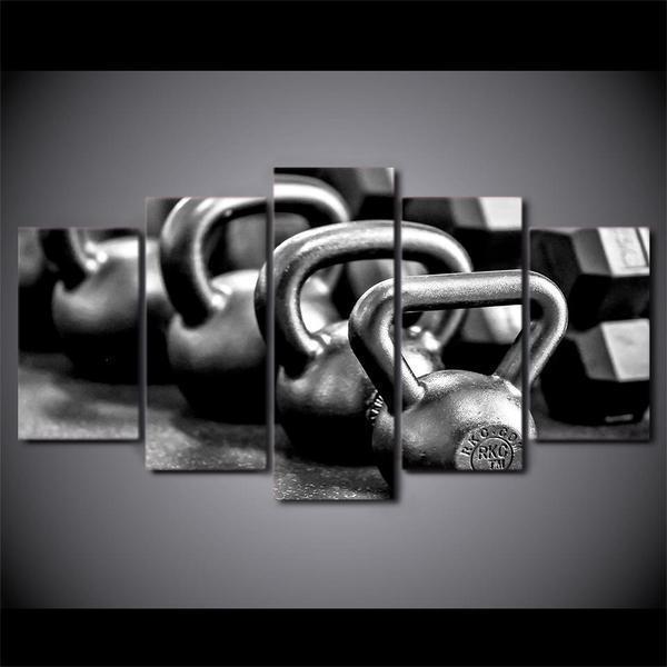 Gym Dumbells Workout &amp;amp; Fitness Canvas Wall Art
