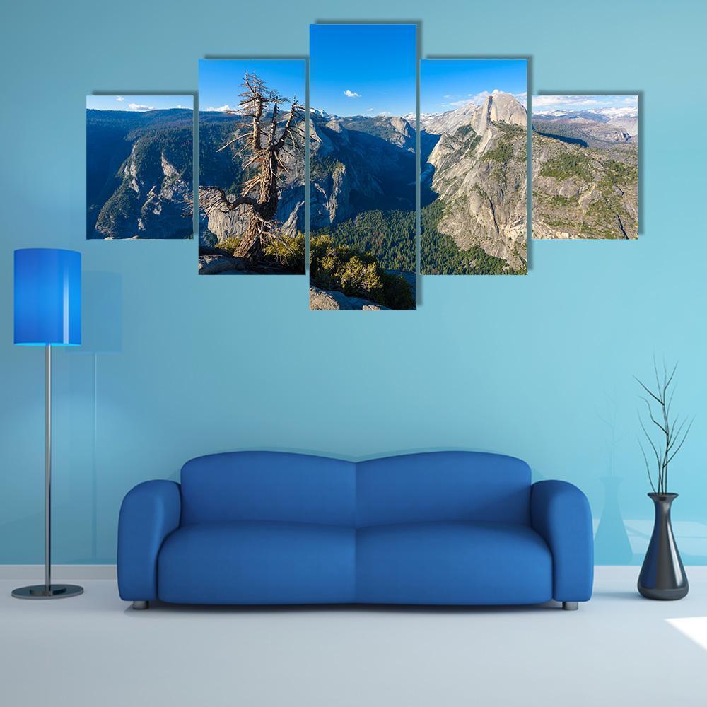 Half Dome Rock And Valley From Glacier Point Nature Canvas Wall Art