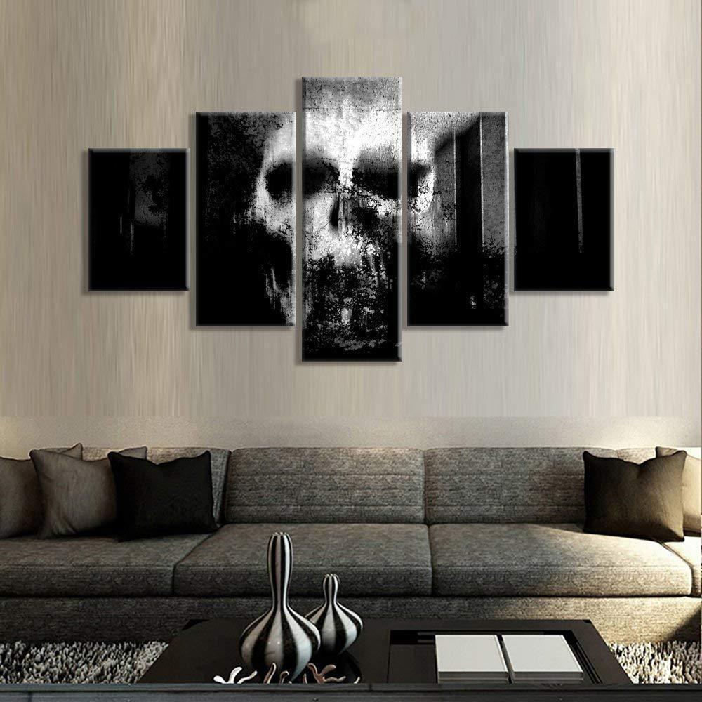 Halloween Black And White Skull 1 Canvas Wall Art