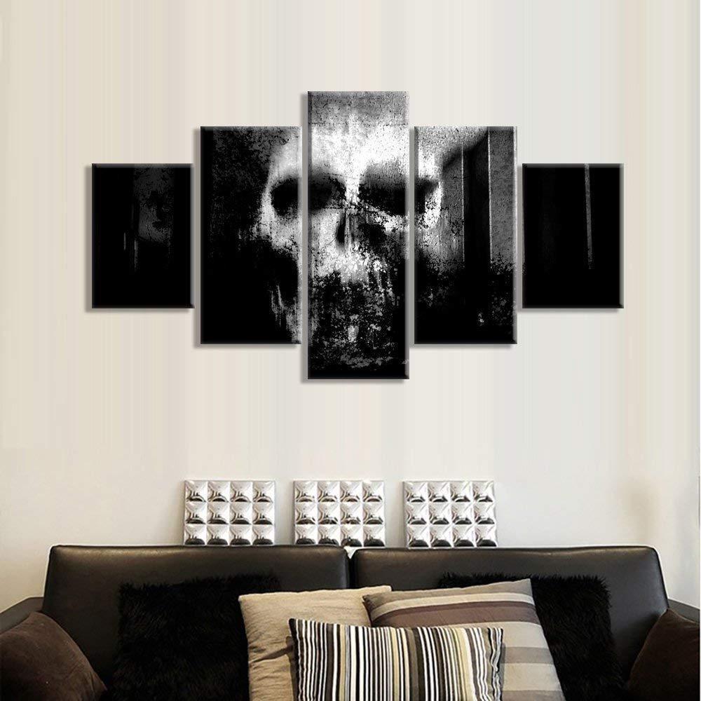Halloween Black And White Skull 1 Canvas Wall Art