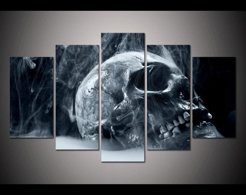 Halloween Black And White Skull Canvas Wall Art