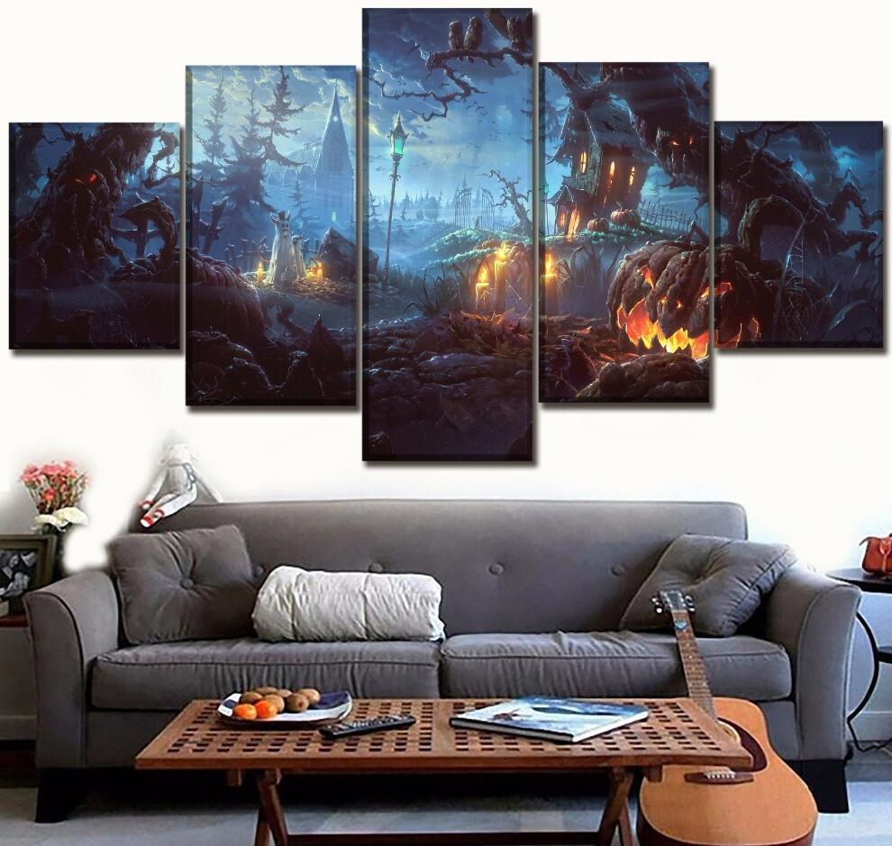Halloween Collection Of Pumpkin Canvas Wall Art