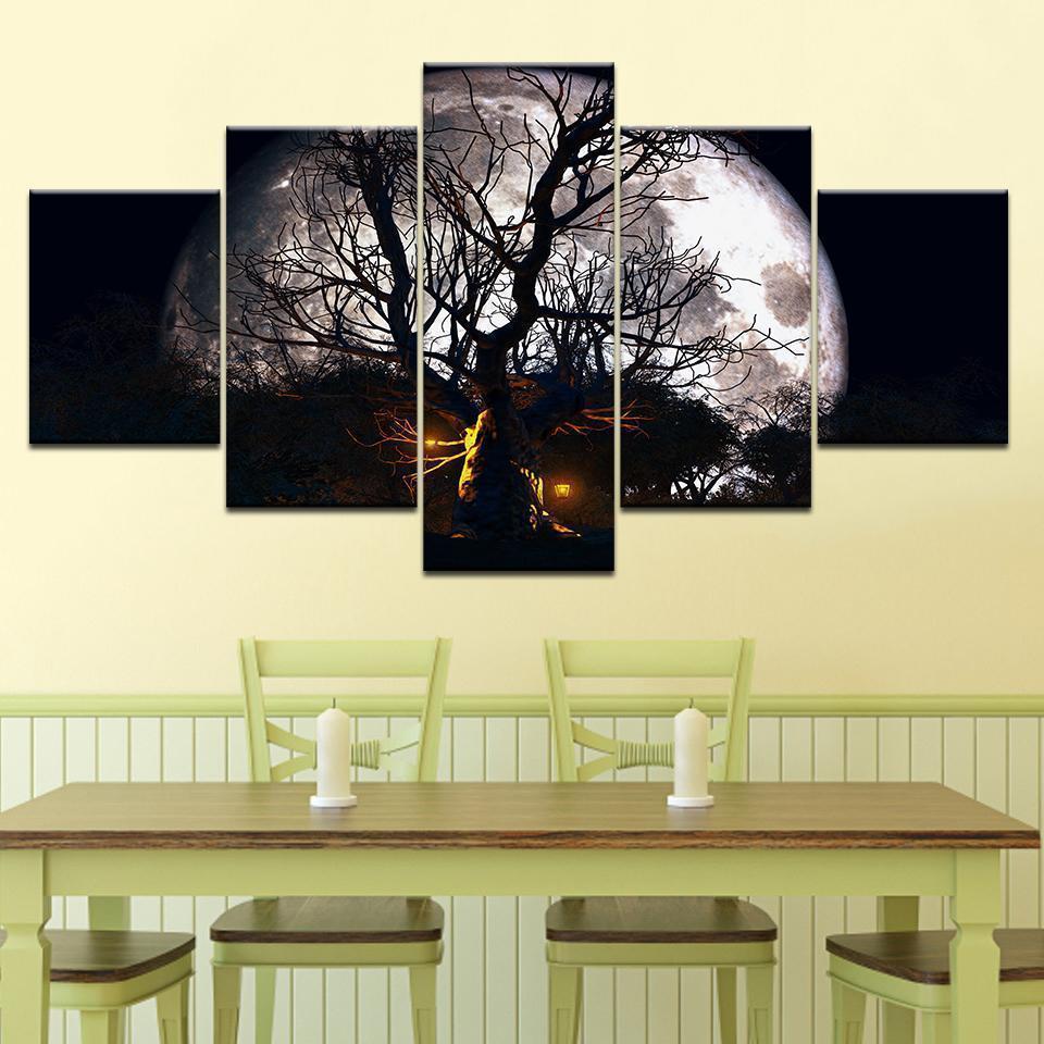 Halloween Haunted Tree Full Moon Nature Canvas Wall Art