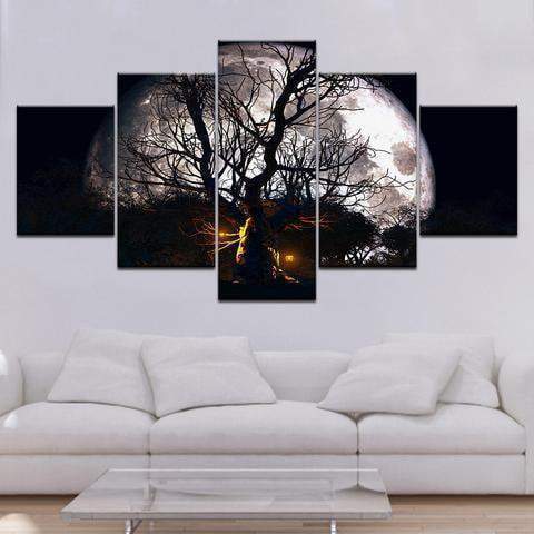 Halloween Haunted Tree Full Moon Nature Canvas Wall Art