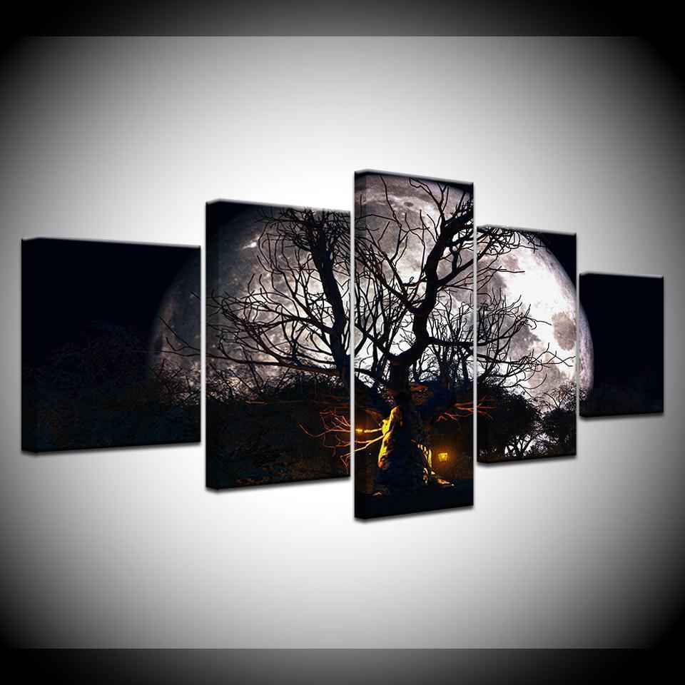 Halloween Haunted Tree Full Moon Nature Canvas Wall Art