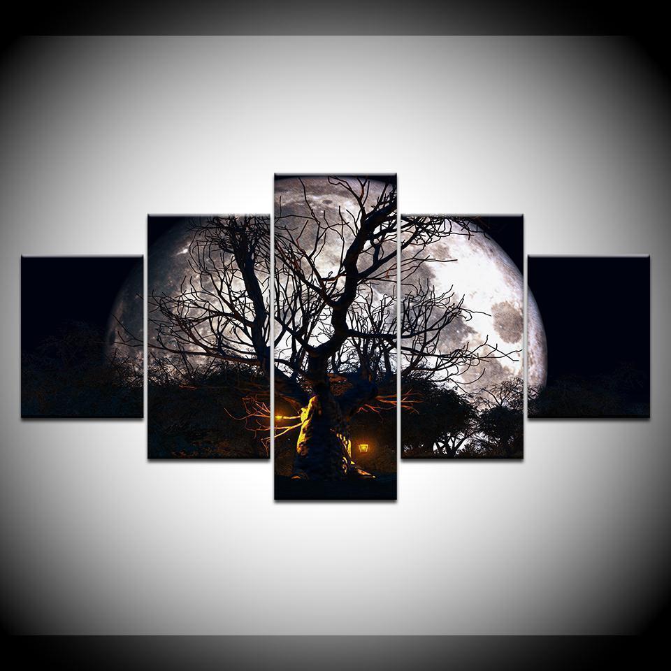 Halloween Haunted Tree Full Moon Nature Canvas Wall Art