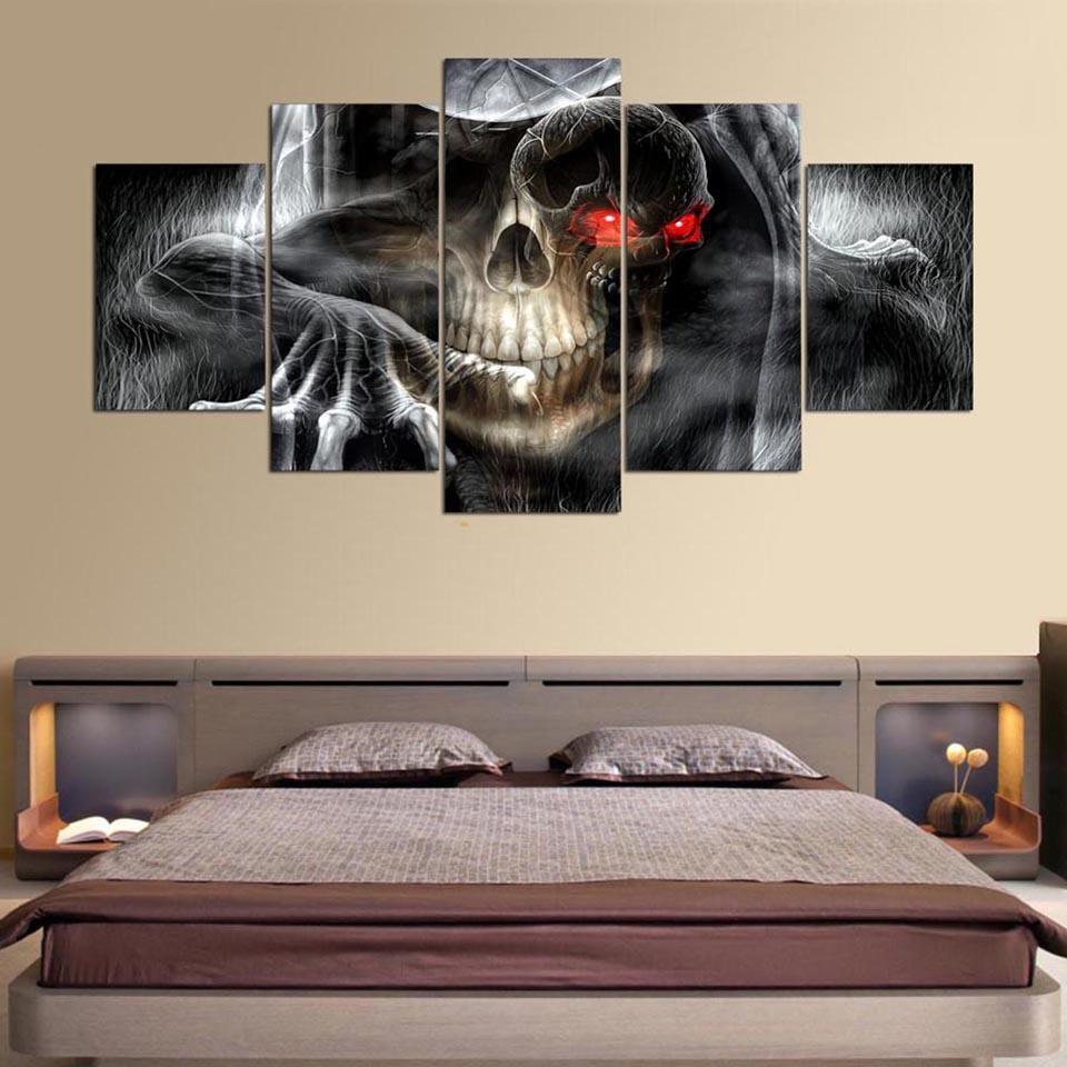 Hallween Horror Cool Skull Anime Canvas Wall Art