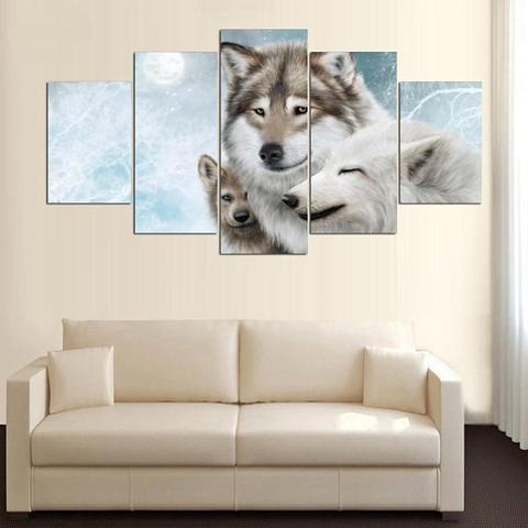Happy Wolves Animal Canvas Wall Art