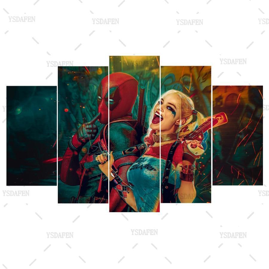 Harley Quinn And Spider Man Movie Canvas Wall Art