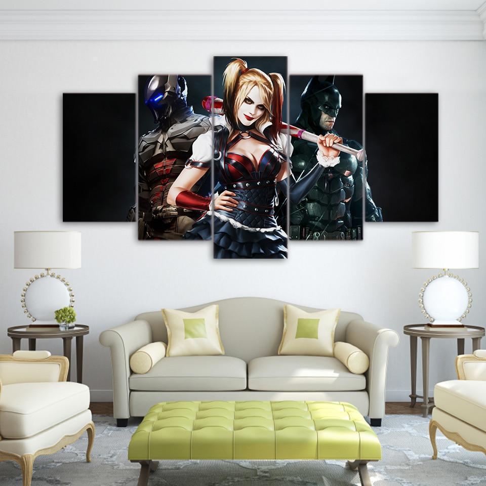 Harley Quinn, Batman And Iron Man Movie Canvas Wall Art