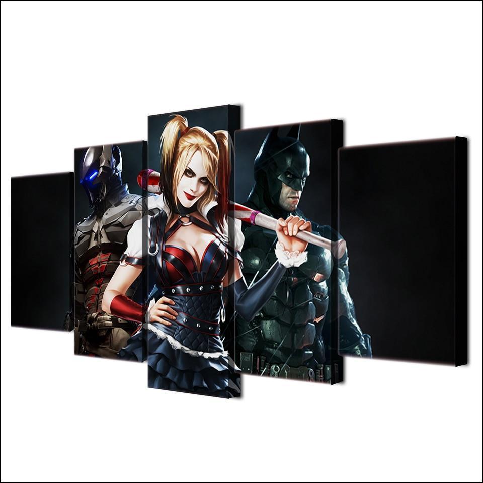Harley Quinn, Batman And Iron Man Movie Canvas Wall Art