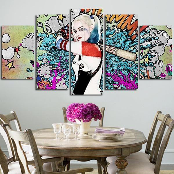 Harley Quinn Play Baseball Movie Canvas Wall Art