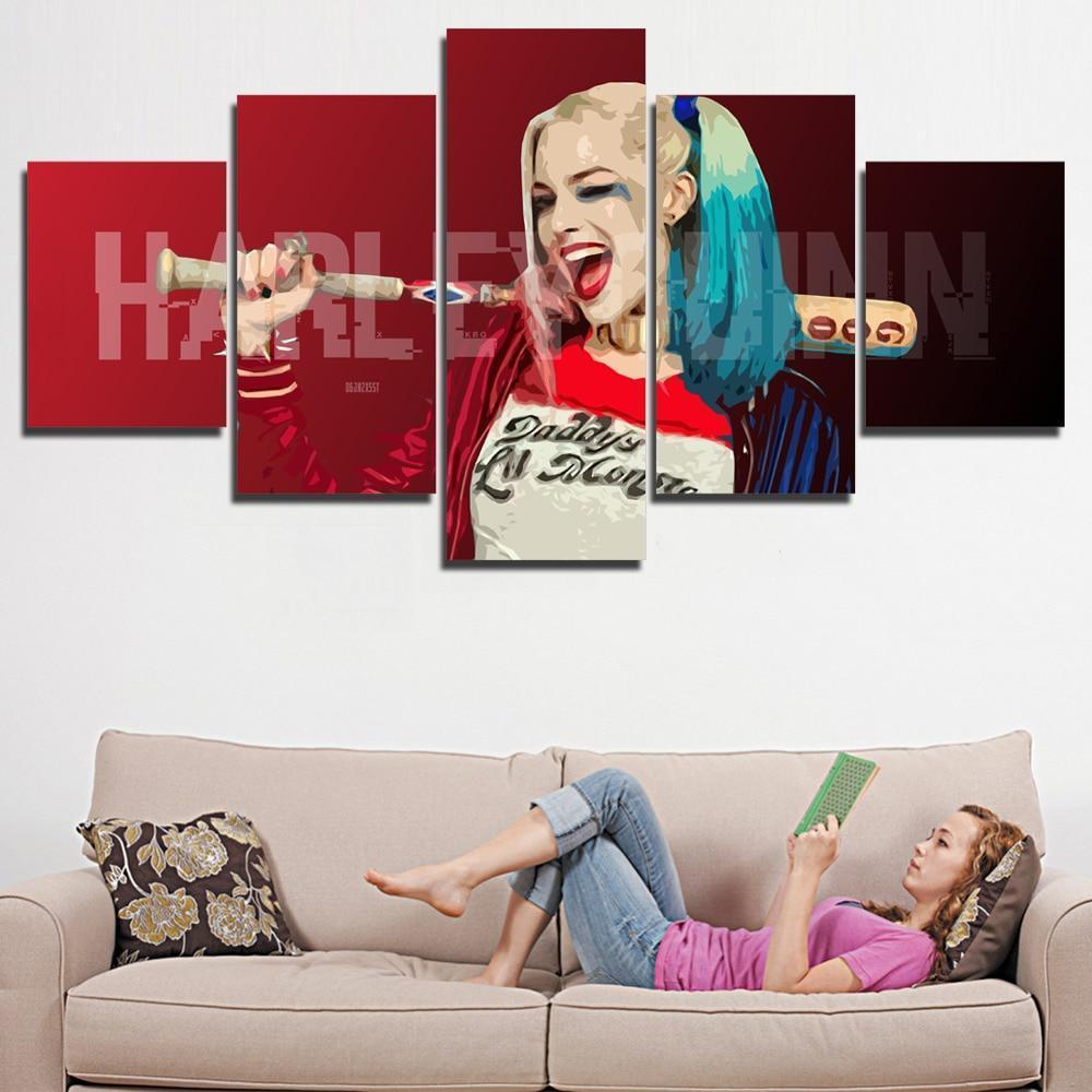 Harley Quinn With Baseball Bat Movie Canvas Wall Art