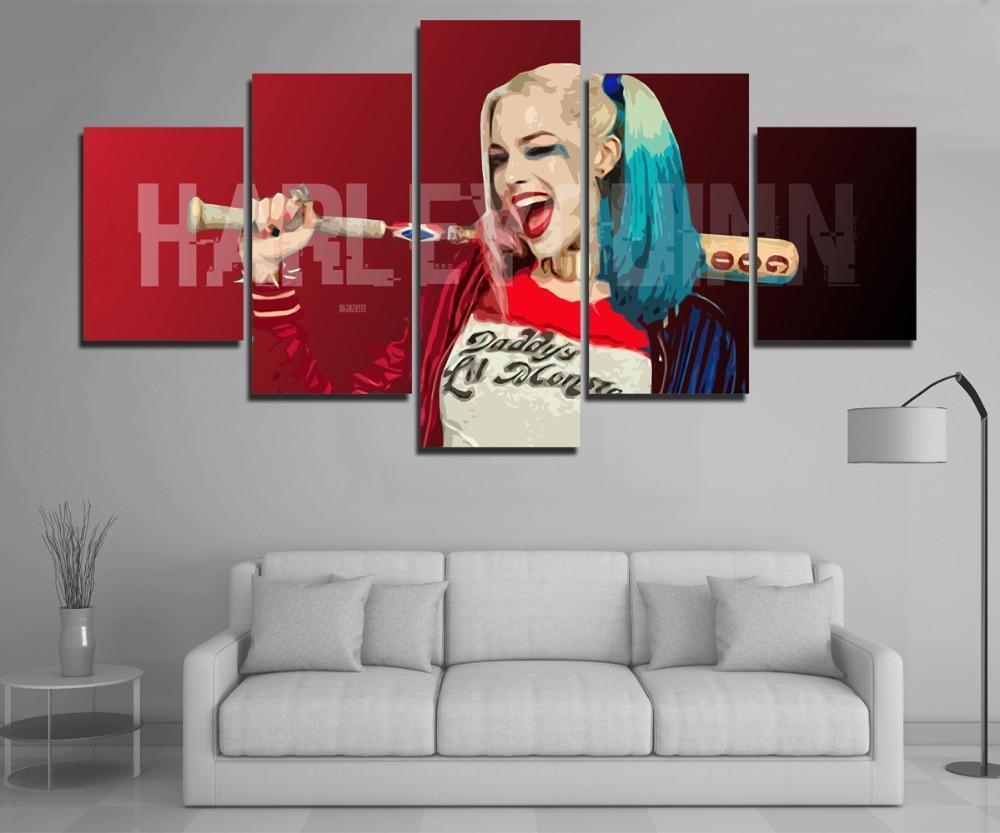 Harley Quinn With Baseball Bat Movie Canvas Wall Art